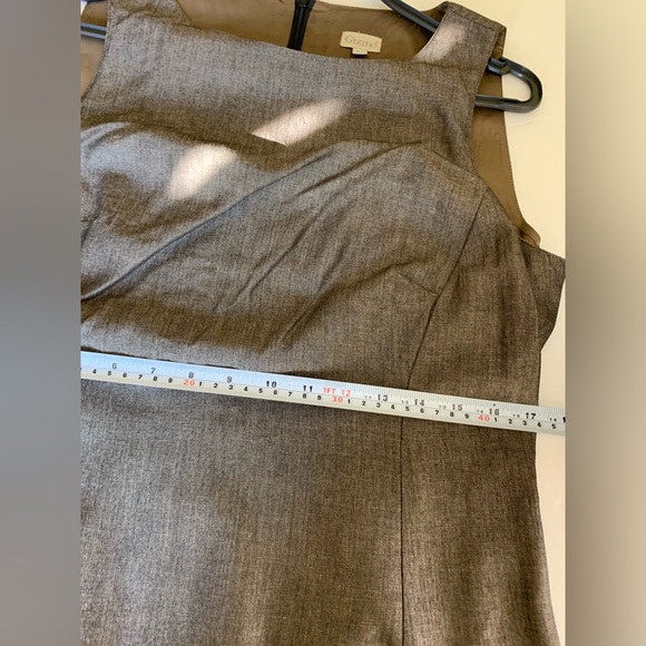 Shiny brownish Green linen straight pencil dress sleeveless long cord belt US 10 - Picture 11 of 13